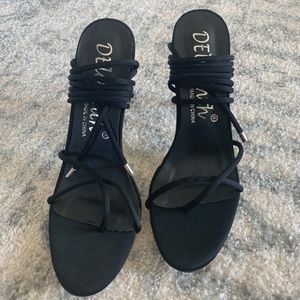 DEleventh Black Lace Up Heels